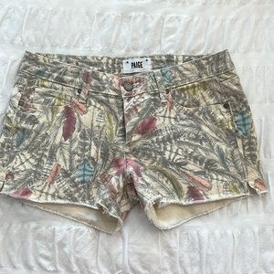 PAIGE feather denim shorts